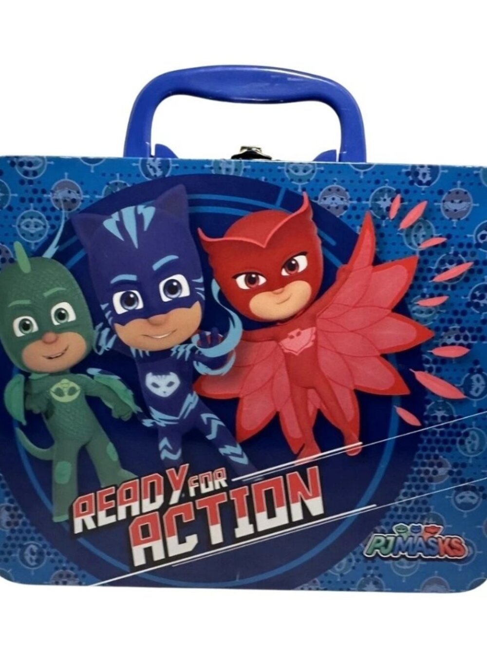 PJ Masks School Lunch Box "Ready for Action" 7.5" x 6" x 3" Storage Carry Case
